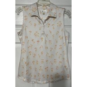 GU‎ Shark PlayDry Womens White With Umbrella Accents Sleeveless Tennis Top M
